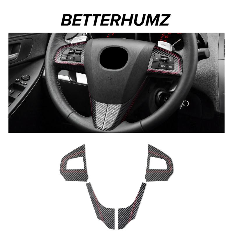 Betterhumz For Mazda 3 Axela 2010-2013 Made of Alcantara Auto Steering Wheel Panel Button Trim Stickers Car Interior Accessories