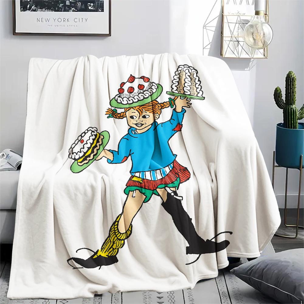 1PC Pippi Longstocking Print Flannel Blanket, High Quality All Seasons, Home Decor, Warmth and Comfort, Perfect for Christmas Gifts