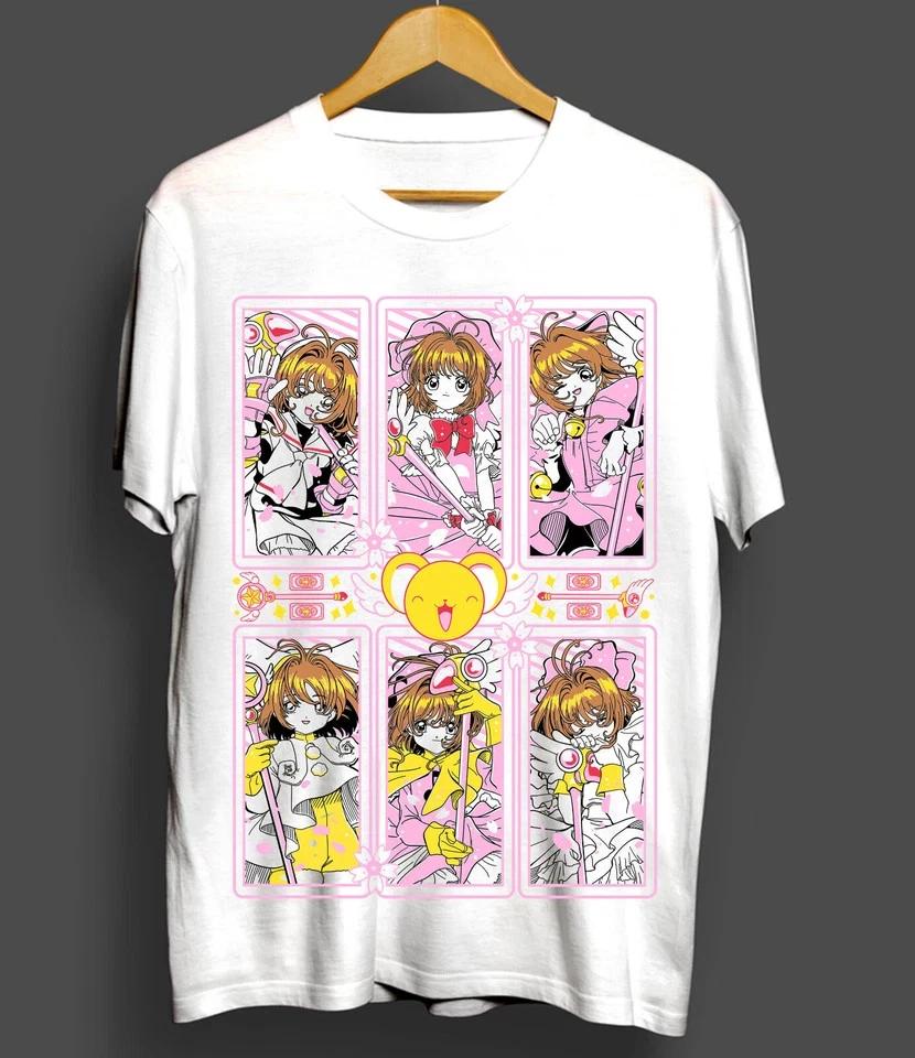 Caraptor Sakura Tshirt Kawaii Anime Unisexga Waifu KeroChan Gift Shirt White S