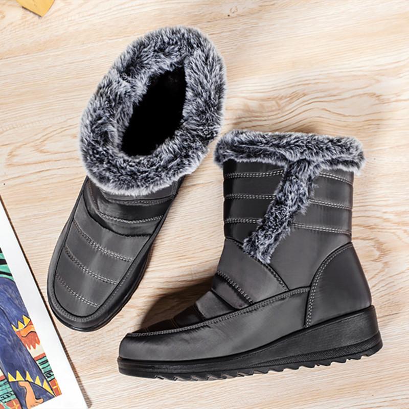 Bottines Chaudes en Peluche Épaissies Imperméables pour Femmes Hiver Bottes à Plateforme à Fermeture Éclair Latérale pour Femmes Bottes de Neige Antidérapantes Rembourrées en Coton