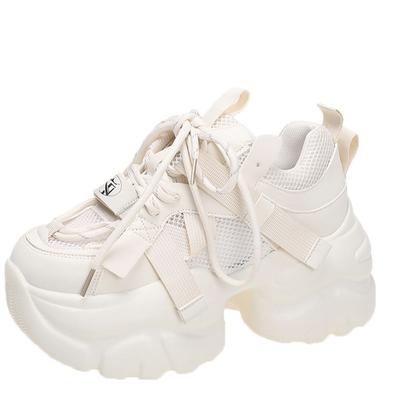 Mode 2024 Herfst Dames Casual Sports Hoge Plateau Schoenen All-match Comfortabele Dames Chunky Sneakers Mesh Ademende Lente Schoenen