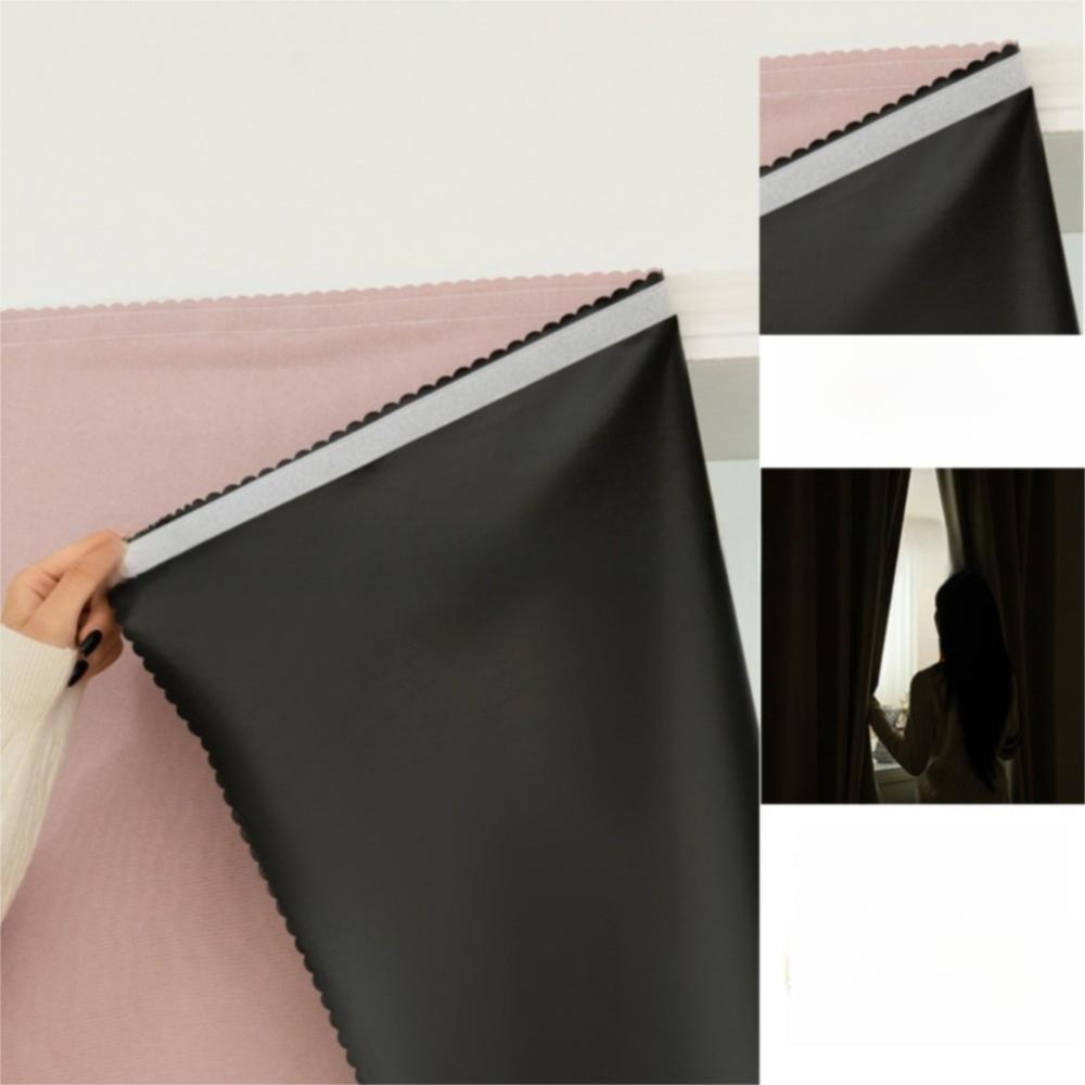 No Drilling Sunshade Curtains Solid Color Insulation Curtains  for Bedroom Bathroom
