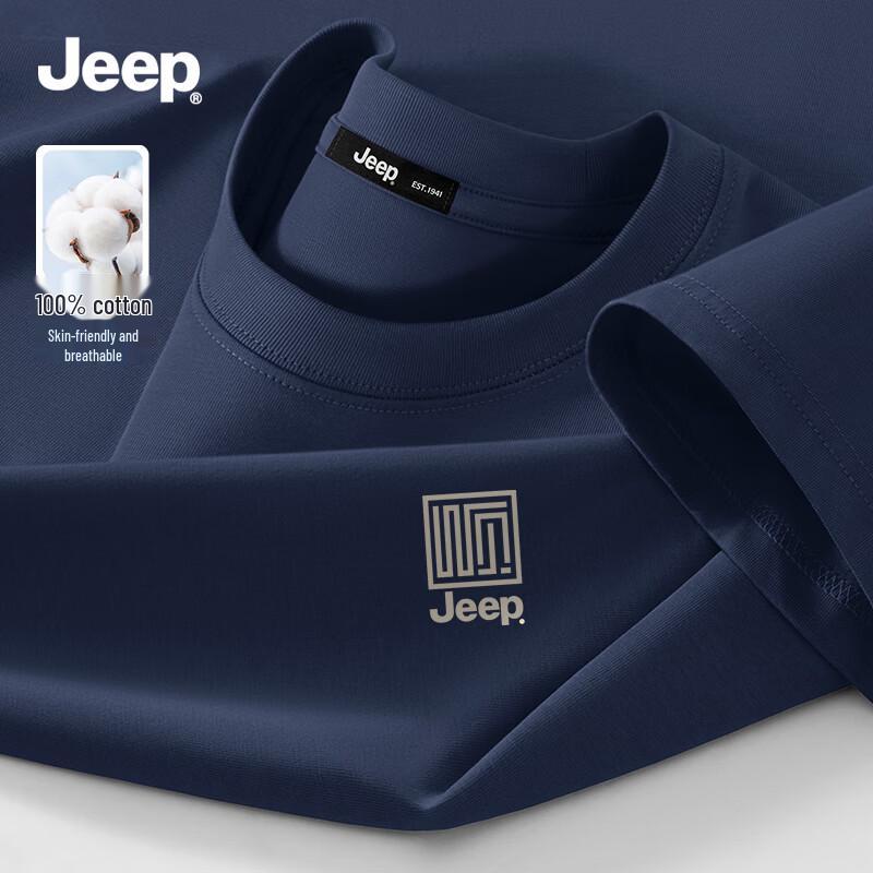 

JEEP Men s Pure Cotton Round Neck T-Shirt L