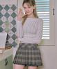 Dear Me Check Pleated Mini Skirt Pants [Gray]