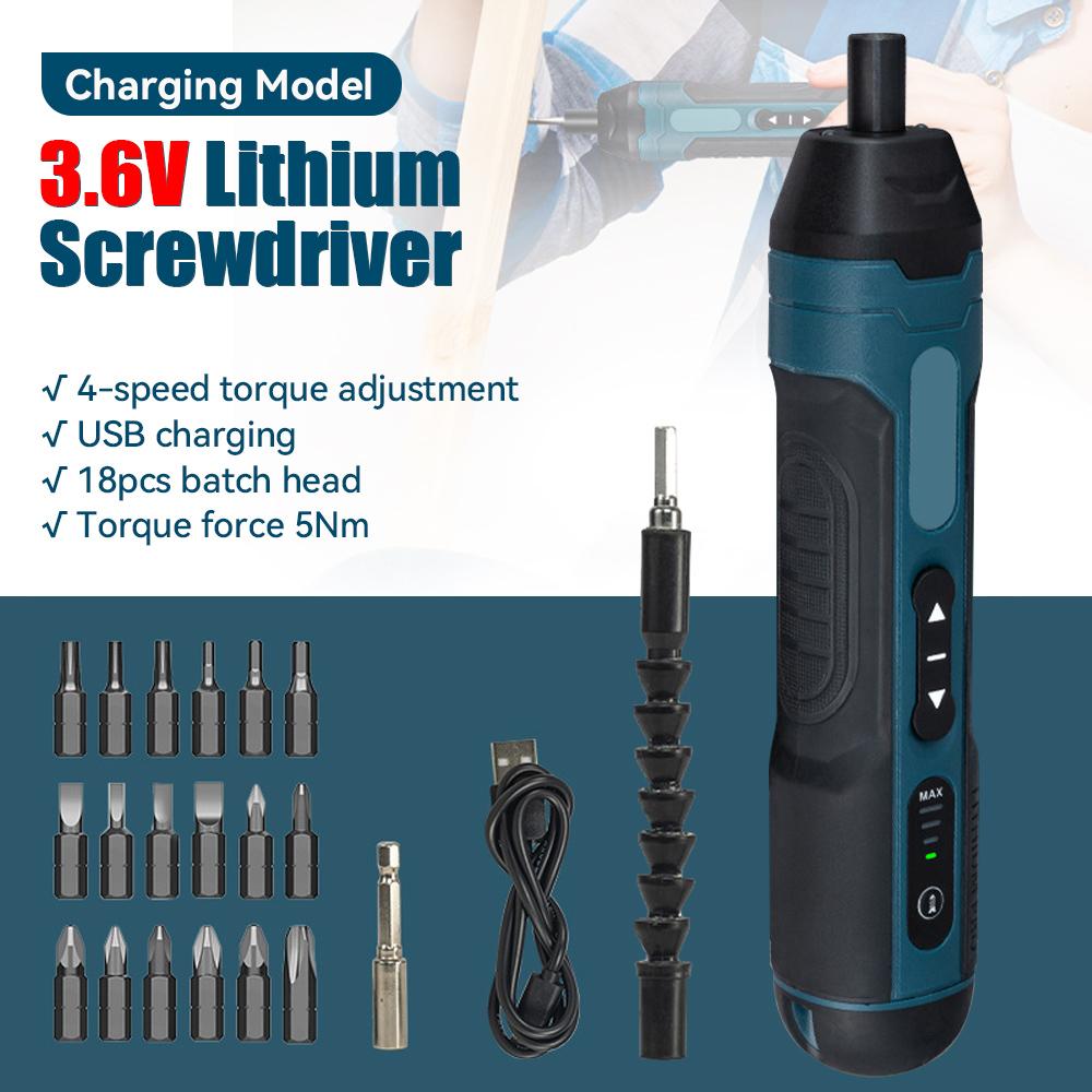 3.6V Electric Screwdriver Set USB Rechargeable 1300mah Adjustment Power Dril Multi-function Disassembly Torque Repair Tools Kit