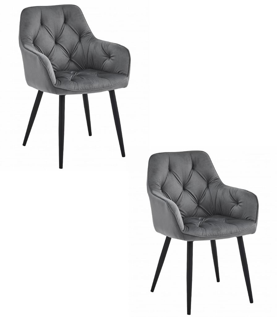 Jork Chair - Dark Gray Velvet / Black Legs X 2