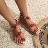 Fashion 2024 New Style Set Toe Color Women's Sandals Holiday Lightweight Petal Plus Size Beach Shoes Red Fashion Travel Slippers