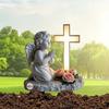 Religious Angel and Cross Garden Stakes Set of 2 Acrylic Flat Decorative Yard Signs Christian Outdoor Decor