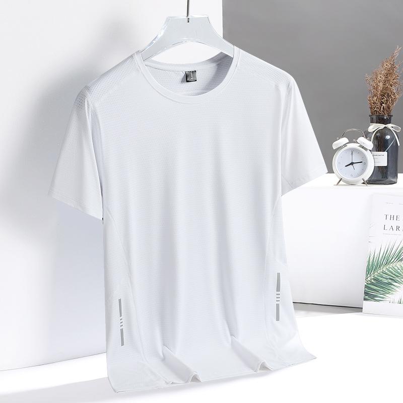 Men's Outdoor Sports Ice Silk Short Sleeved T-shirt, Men's Thin Ice Silk Quick Drying Sports Half Sleeved T-shirt