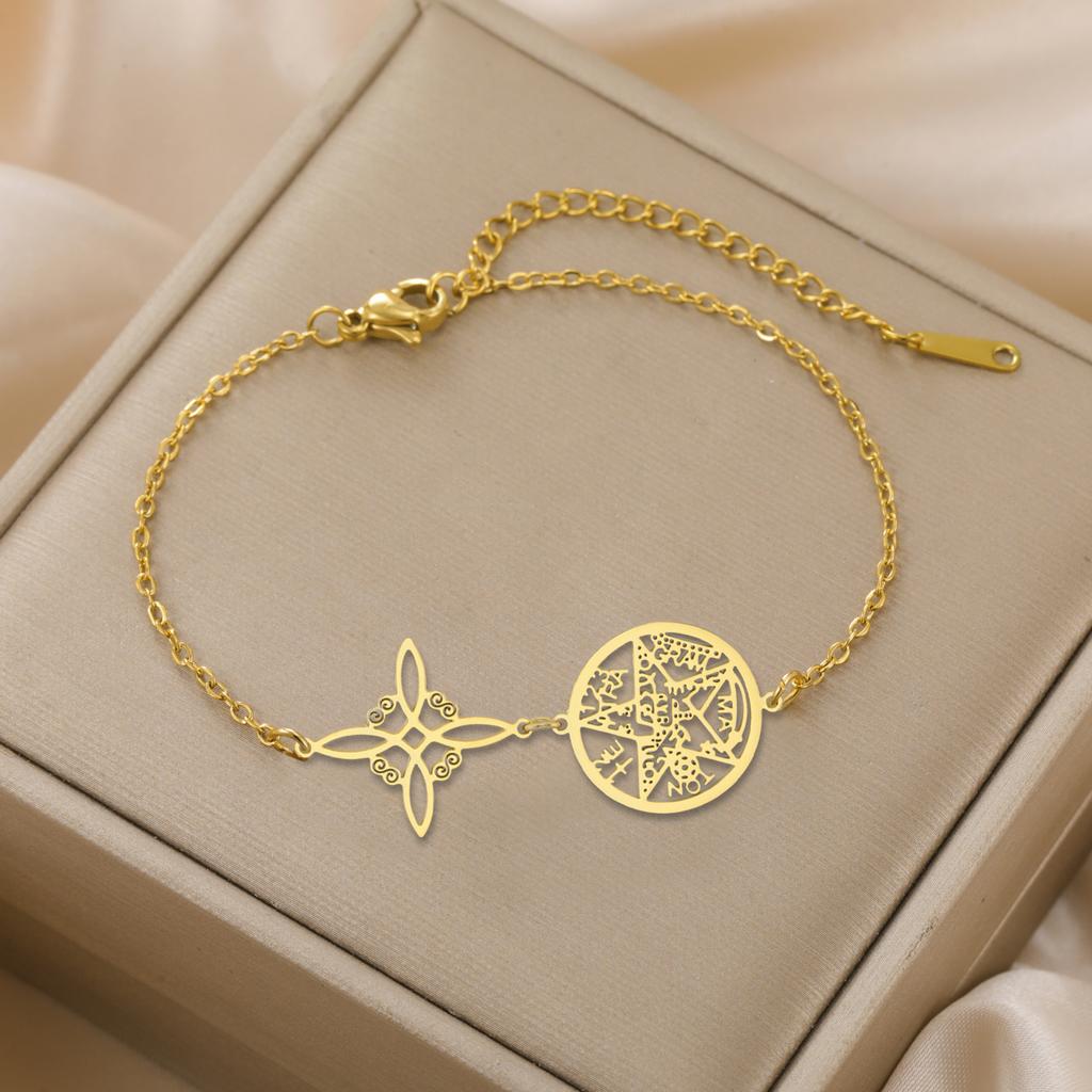  Wicca Witch Knot Bracelet Stainless Steel God Name Tetragrammaton Pentagram Bracelet Solomon Amulet Jewelry Wholesale