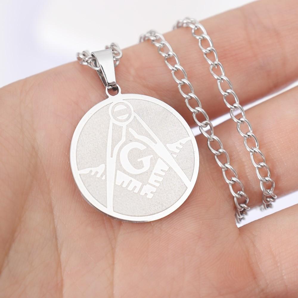 Freemasonry Logo Medallion Pendant Necklace, Trendy Men's and Women's Necklace