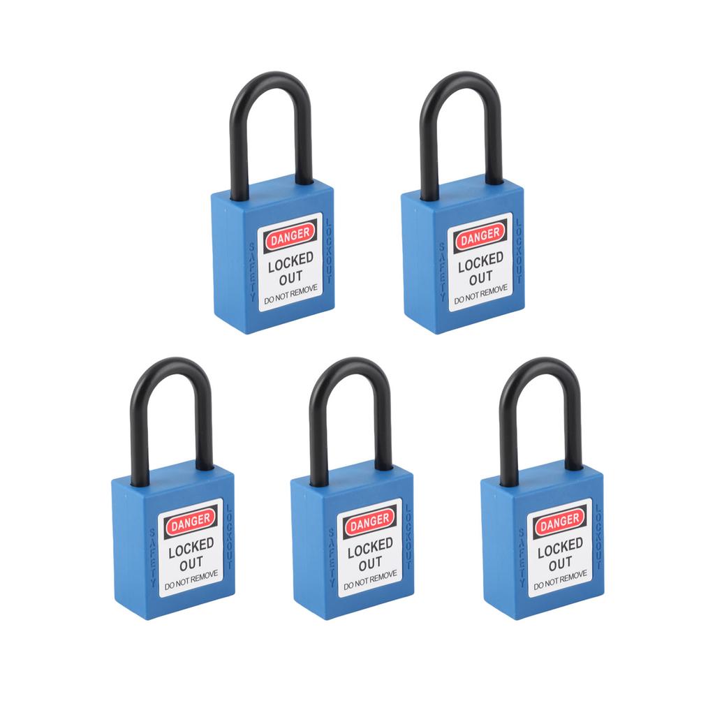 5 Satz 38mm Lockout Tagout Schloss Nylon Langlebig Staubdicht Isoliertes Sicherheitshängeschloss mit Schlüssel