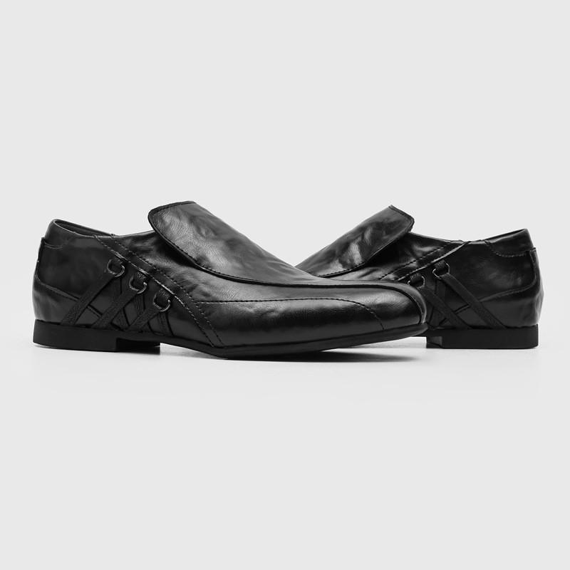 Mens Black Loafer Slip-On Shoes Casual Business Comfortable Round Toe Rubber Sole