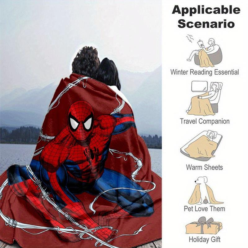 1pc Spider-Man Printing Blanket - Soft, All-Season Throw for Office Blanket, | Personalized Gift with Adorable Cartoon Design