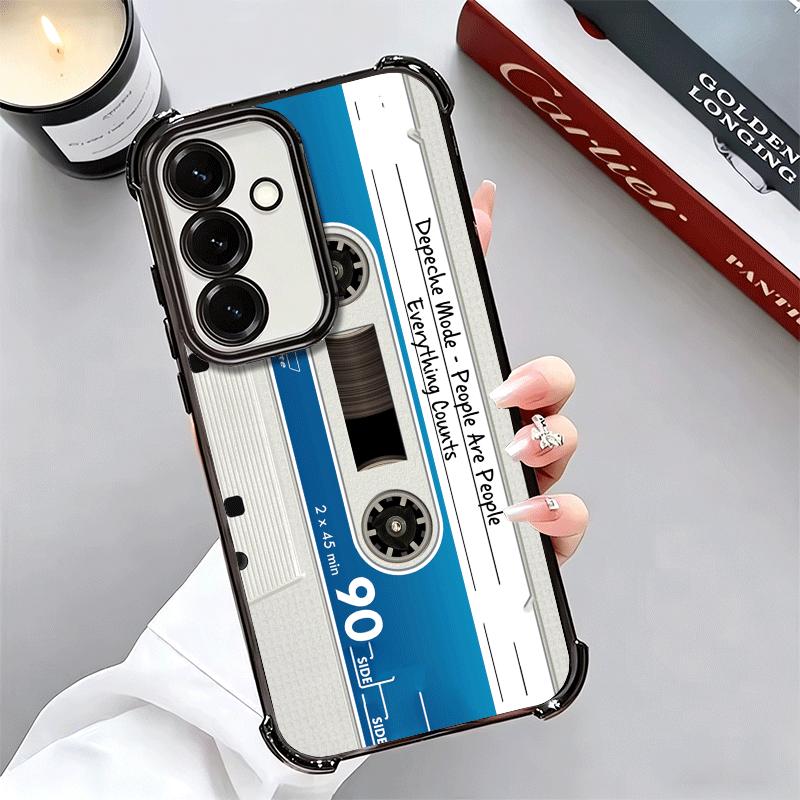 Vintage 90S Cassette Tape Pattern Plating Phone Case For Samsung A17 A07 A37 A57 A16 A56 A15 A55 A14 A54 A13 A53 A26 A36 A25 A35