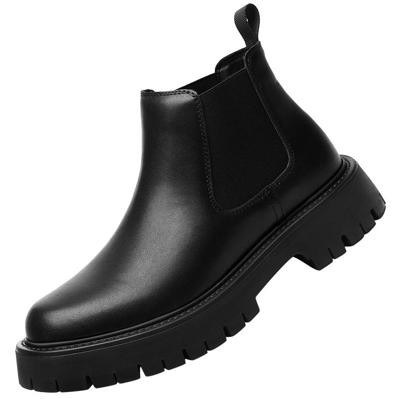 Autumn and winter Martin boots thick-soled inner height-increasing leather boots British style sleeves Chelsea boots genuine leather medium and hig
