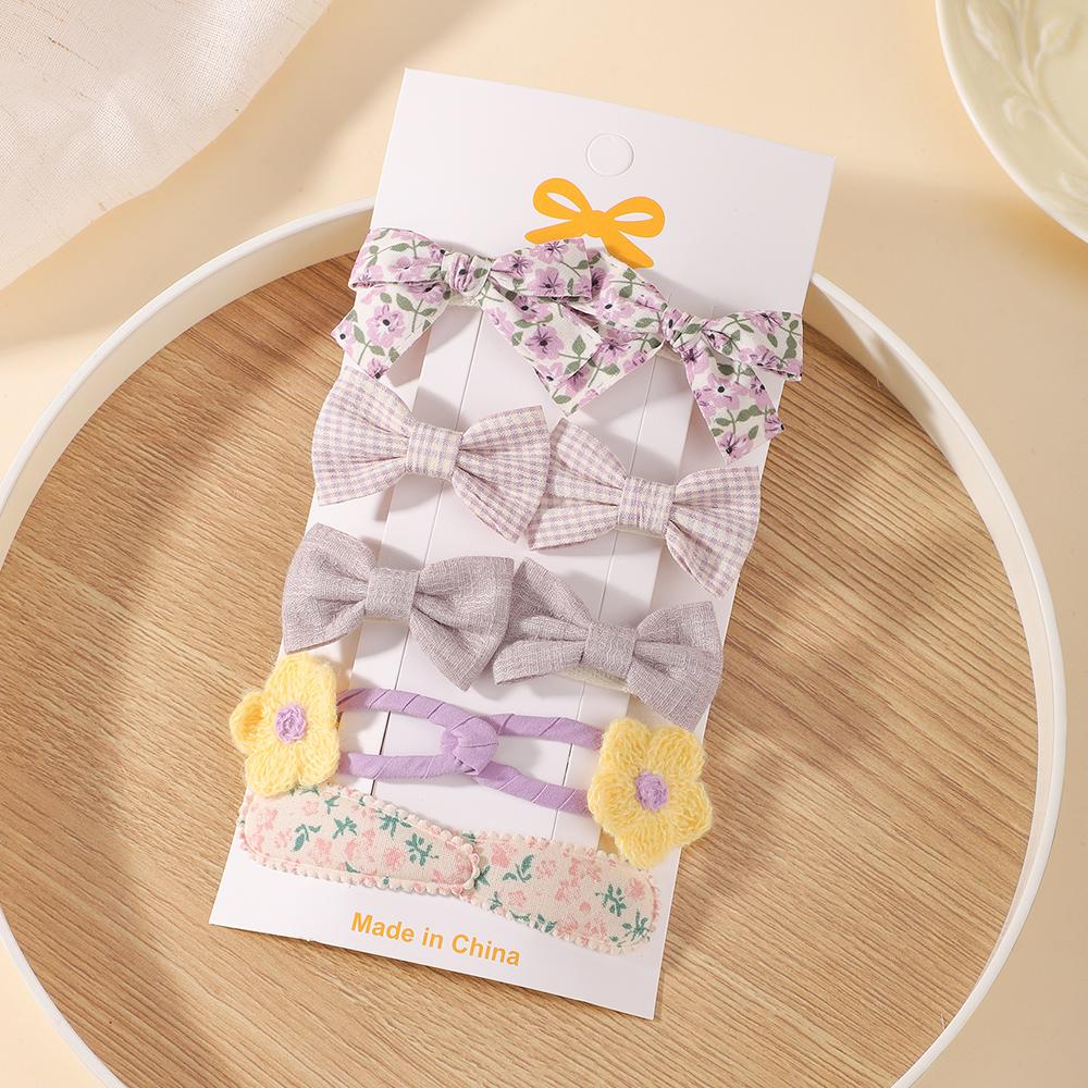 RAINBOW BOWS 10Pcs/set Handmade Fabric Printed Barrette Boutique Mini Bangs Bow Hair Clip Ins Daisy Hairgripes Spring Style