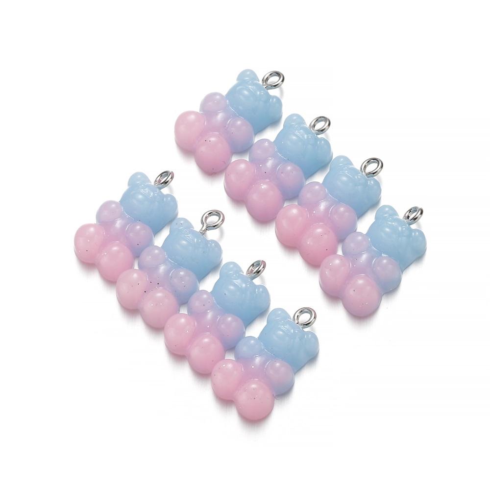 10pcs Colorful Transparent Resin Gummy Bear Charms Pendant Cute Animal Pendant For DIY Necklace Bracelet Jewelry Keychain Making