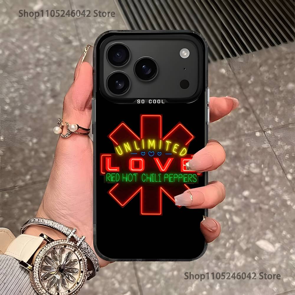Chili Red RHCP Phone Case For iPhone 17,16,15,14,13,12,11,Pro,XS,Max,Plus,Mini,SE4,E Black Matte Shockproof Cover