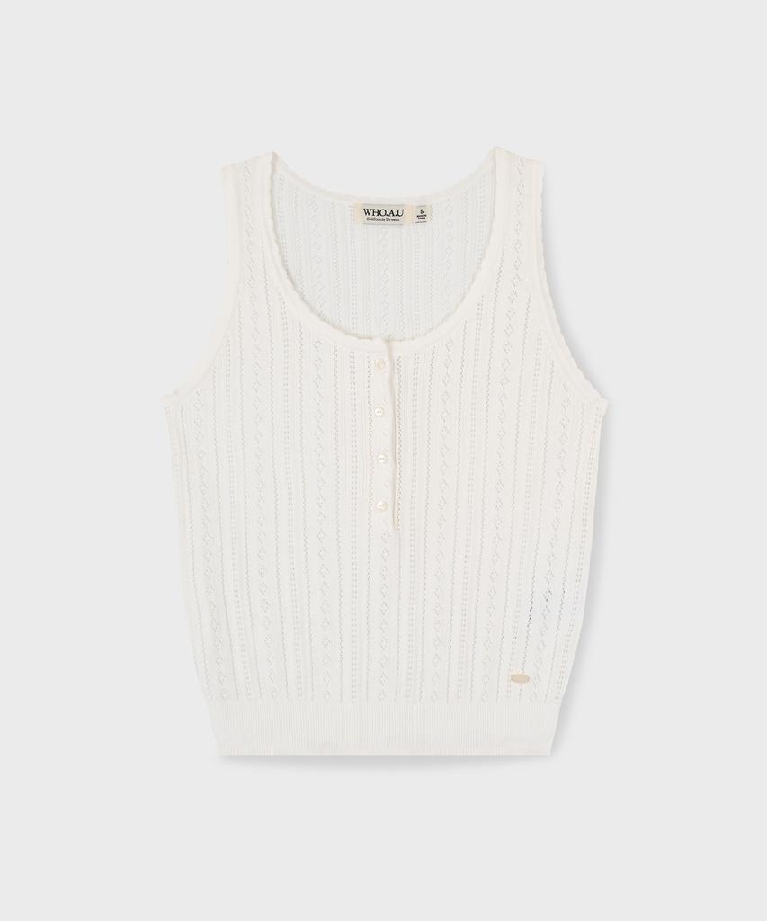 WHO.A.U Skashi Henley Neck Vest / Whkvg2443F