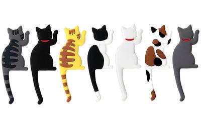 Fumemo Magnetic Hooks Cat Tail Design Cute and Stylish Animal Hooks for Key Hanging Set of 7 Cat Tail Hooks - - Refrigerators, Walls, Storage,