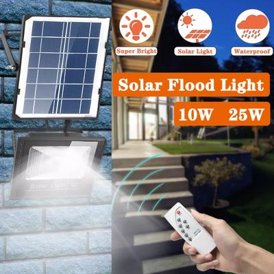 LED Solcelle Projektør 10W 25W 45W 120W Udendørs Belysning Projektør med Fjernbetjening IP65 Vandtæt Solcelle Opladeligt Lys Gadebelysning til Have