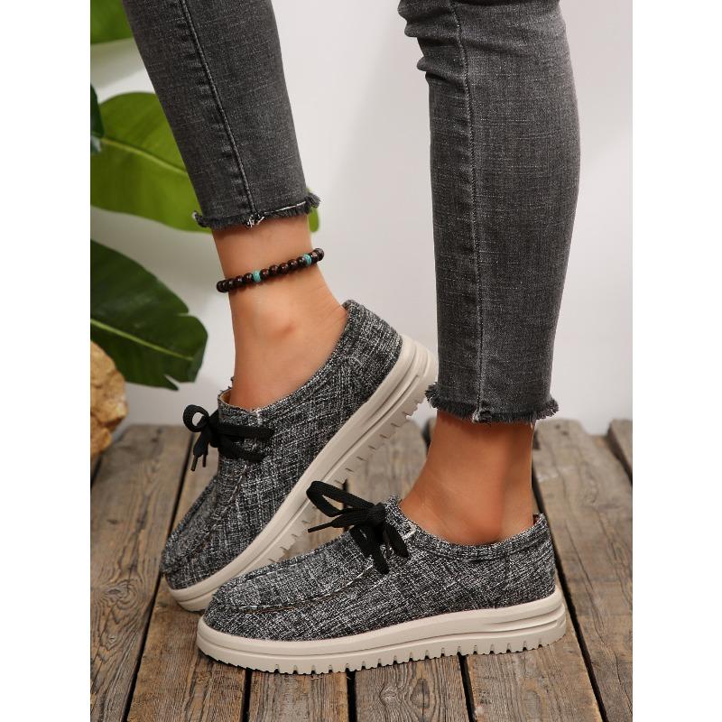Lace-up Sneakers Women's Fall 2025 New Plus-size Platform Comfortable Canvas Shoes