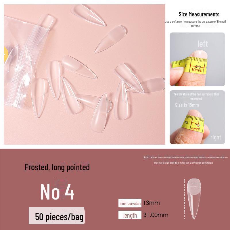 

«50 бесшовных прозрачных трапециевидных матовых заостренных типсов одного размера» (0-11) для салонов