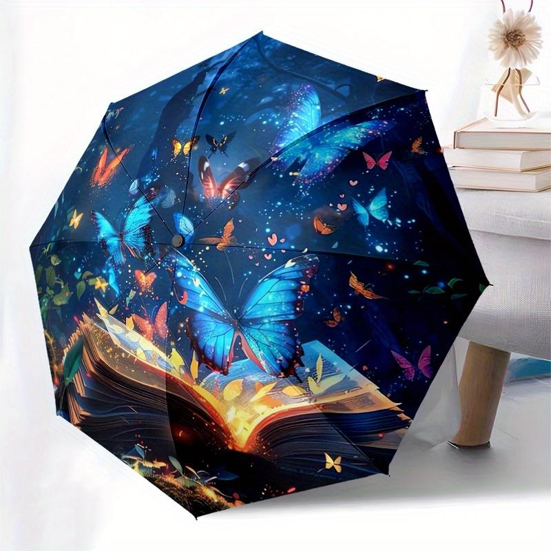 1pc Magical Butterfly Book Umbrella with Plastic Handle,Suitable for All Seasons Home Travel Outdoor UmbrellaM1328