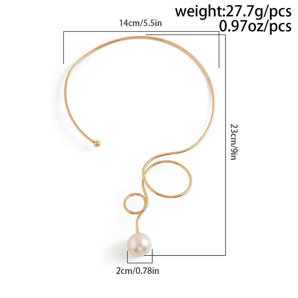 Punk Bowknot Metal Torque Simulated Pearl Choker Necklace For Women Statement Necklace Korean Fashion Accessories Jewelry