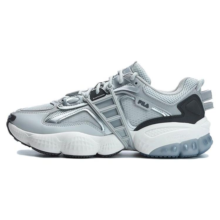 FILA Ladder Fabric Synthetic Leather Versatile Comfortable Low-Top Casual Shoes Men sneaker Silver Gray F12M322101FVS