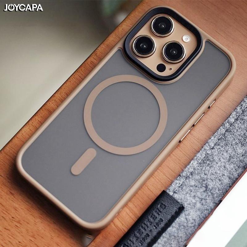For iPhone 16 Phone Case Transparent Matte Magnetic For Magsafe 15 Pro Max Shockproof Cover For 14 Plus 13 12 11 Protection Capa
