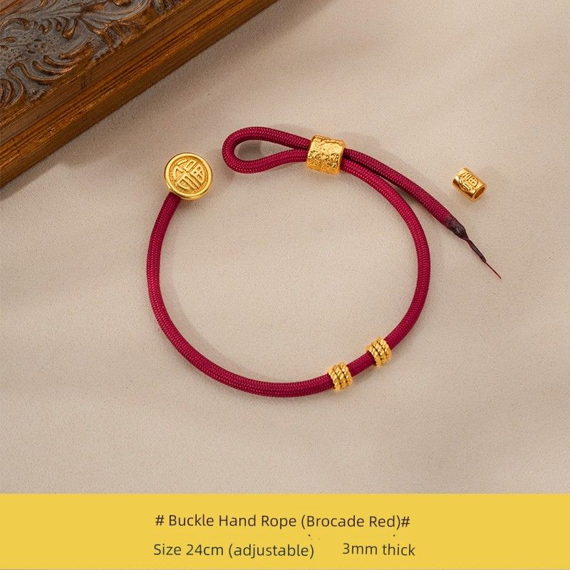 

Ручная работа Красная веревка с сердцем Браслет из красной веревки с бусинами Золотые бусины на удачу Ремешок для ношения Аксессуары для полуфабрикатов Fu character red rope bracelet 3mm