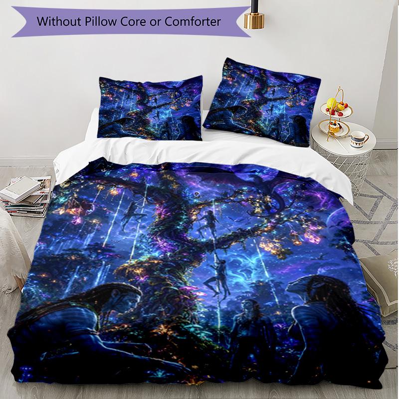 Parure de lit 3 pièces avec housse de couette (1*Housse de couette + 2*Taie d'oreiller, sans noyau), Ensemble de literie doux avec impression Avatar, Décoration de chambre à coucher pour la maison, Cadeau