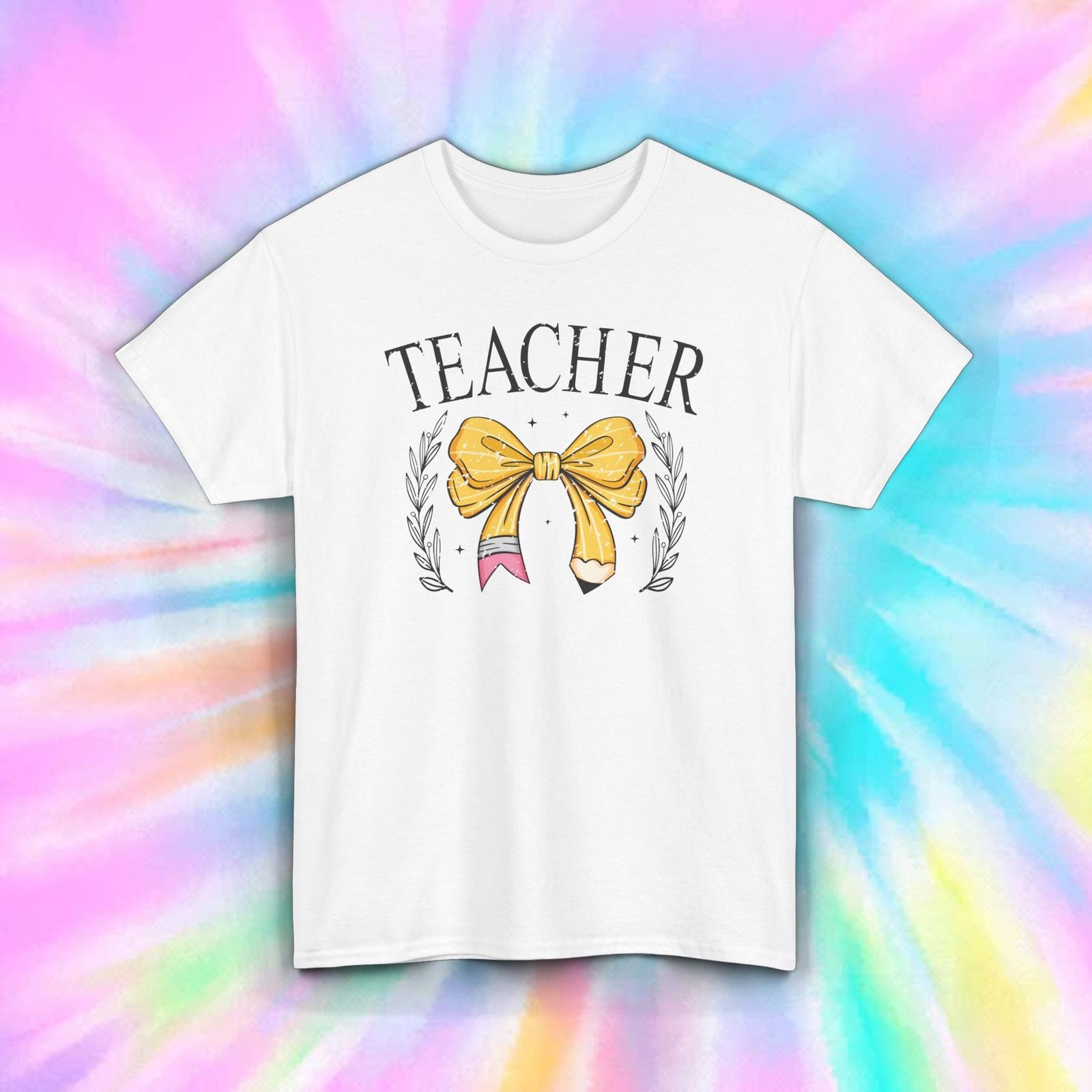 Teacher T-Shirt S-5XL Bow Pencil Graphic Cute Appreciation Gift for Teachers S