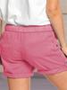 2025 Women's Casual Solid Color Straight-Leg Lace-Up Shorts