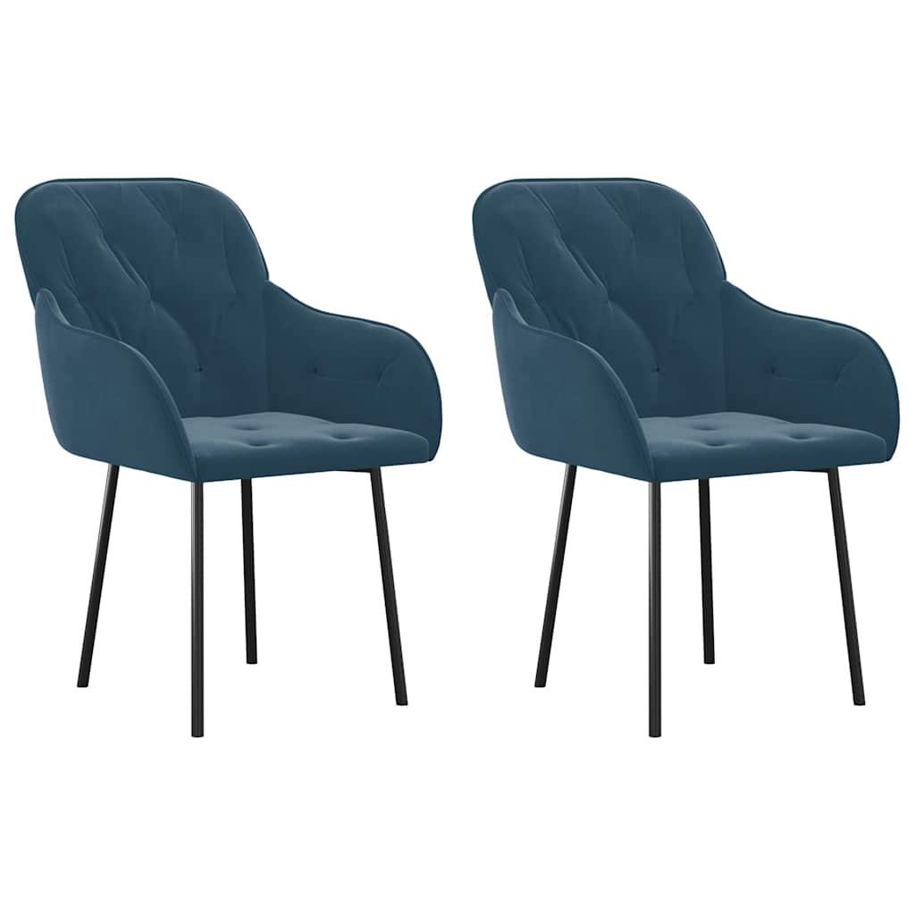 Dining Chairs 2 Pcs Blue Velvet