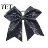 Dance Team Hair Ties Sequins Bows, Elastic Tie, Large Cheerleading Performance Band Ponytail Holder, Glitter Scrunchies for Women Girls Teens