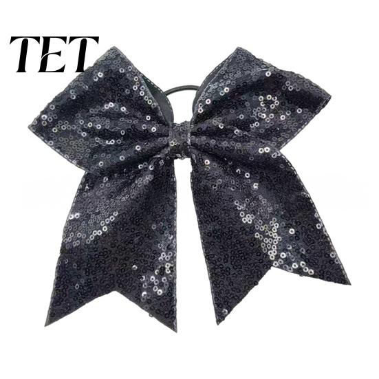 Dance Team Hair Ties Sequins Bows, Elastic Tie, Large Cheerleading Performance Band Ponytail Holder, Glitter Scrunchies for Women Girls Teens
