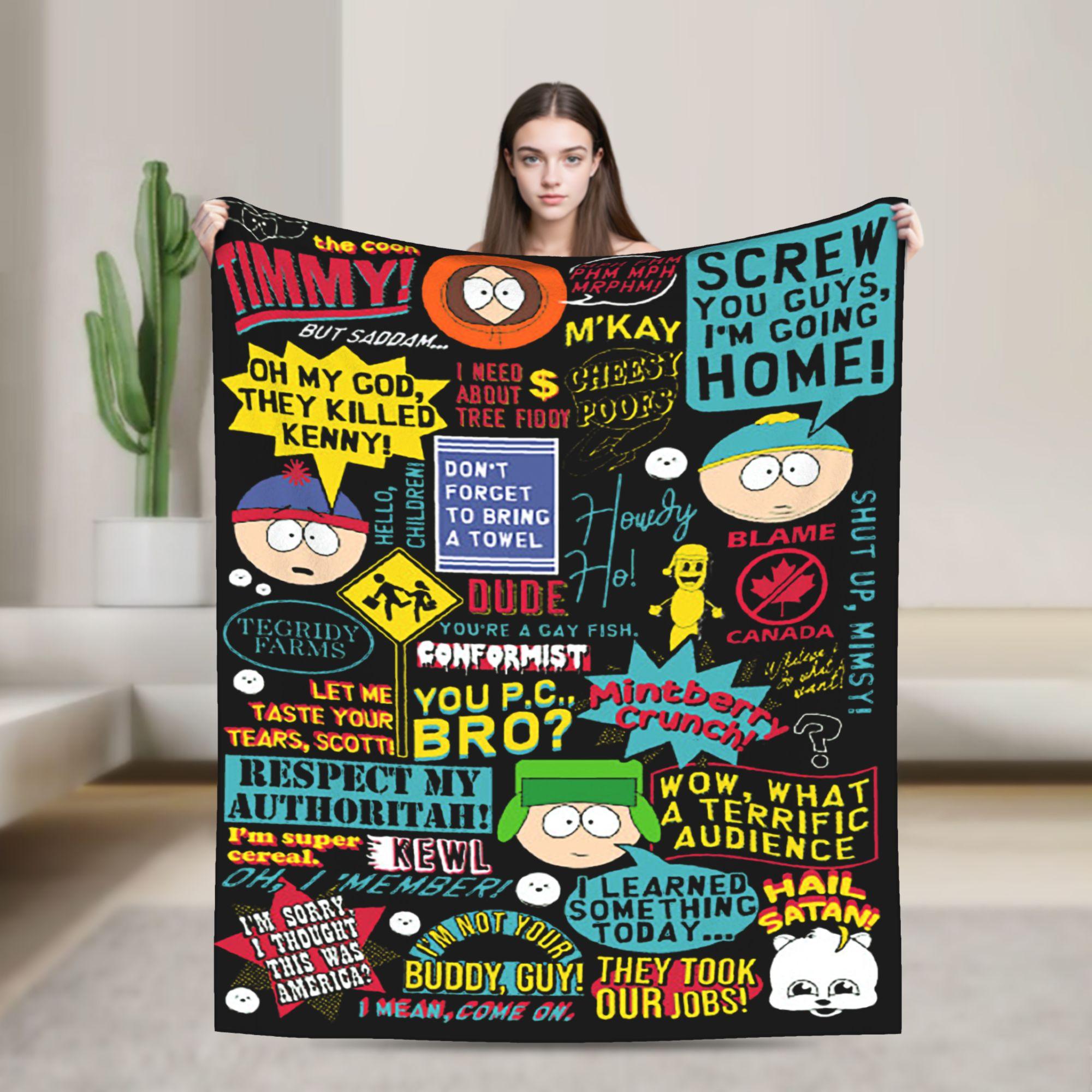 Souths Parks Cartoon Blanket Fleece Winter Cartman Screw you guys Multifunction Soft Throw Blankets for Home Couch Bedspread 100x150cm