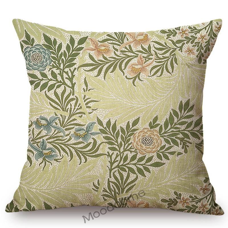 William Morris Floral Green Plant Flower Harmony Home Art Decorative Throw Pillow Case Sofa Cotton Linen Cushion Cover Case