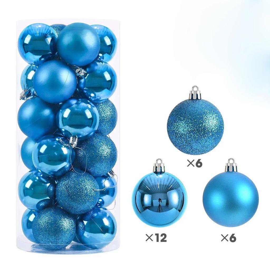 3/4/6cm 24Pcs Christmas Tree Balls Multicolor Xmas Ball Decorations Glitter Christmas Baubles Ornament Ball Party Home Decor lij