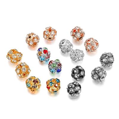 30pcs/lot Imitate Crystal Metal Glass Rhinestone Ball Spacer Loose Beads For DIY Bracelet Jewelry Making Supplies Accessories
