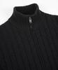 BIRBANTE Washable Cotton Cable Two-Way Knit Zip-Up - Black