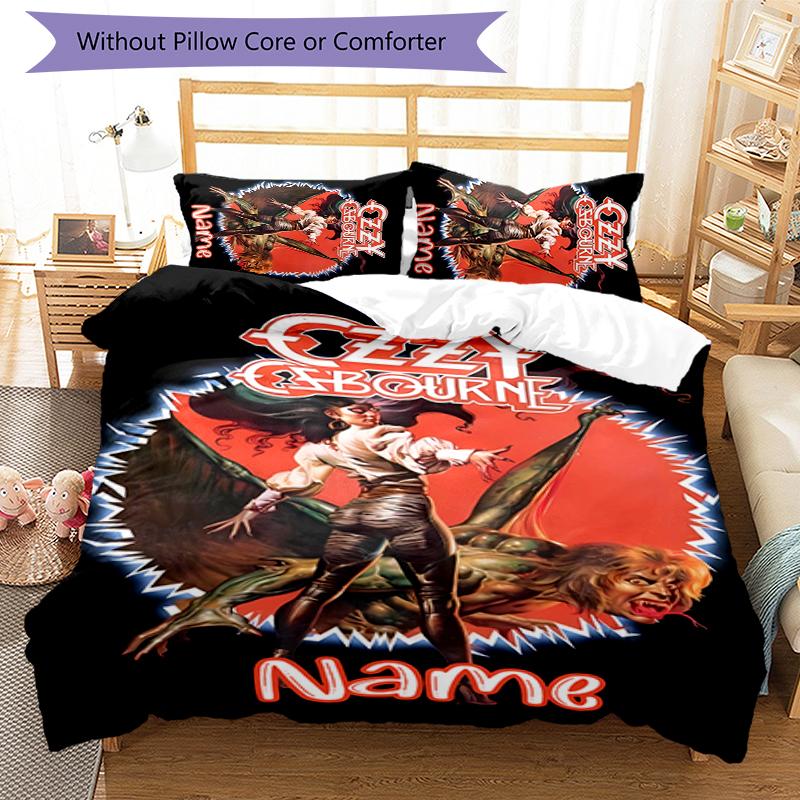 3pcs Custom Name Rock Ozzy Osbourne Bedding Set Duvet Cover Closure Includes 1 Duvet Cover & 2 Pillowcases for All Seasons Bedroom Decor