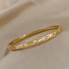 Greatera Trendy Gold Plated 316L Stainless Steel Bangles Bracelets for Women Delicate Cubic Zirconia Bracelet Party Jewelry
