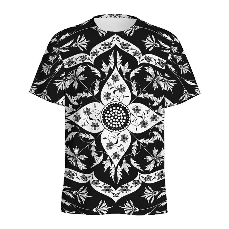 Bohemian Mandala Pattern T Shirt Men Kaleidoscope 3D Printed T-Shirts Summer Fashion O-Neck Loose Short Sleeve Tees Streetwear