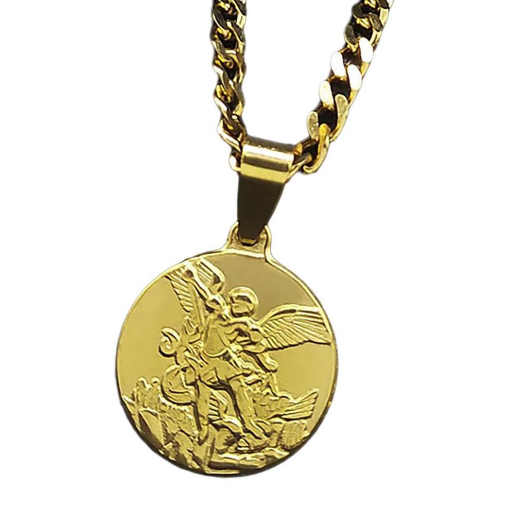 Archangel Gold/Silver Pendant Necklace for Men and Women Stainless Steel Choker Religious Jewelry Inspirational Gift