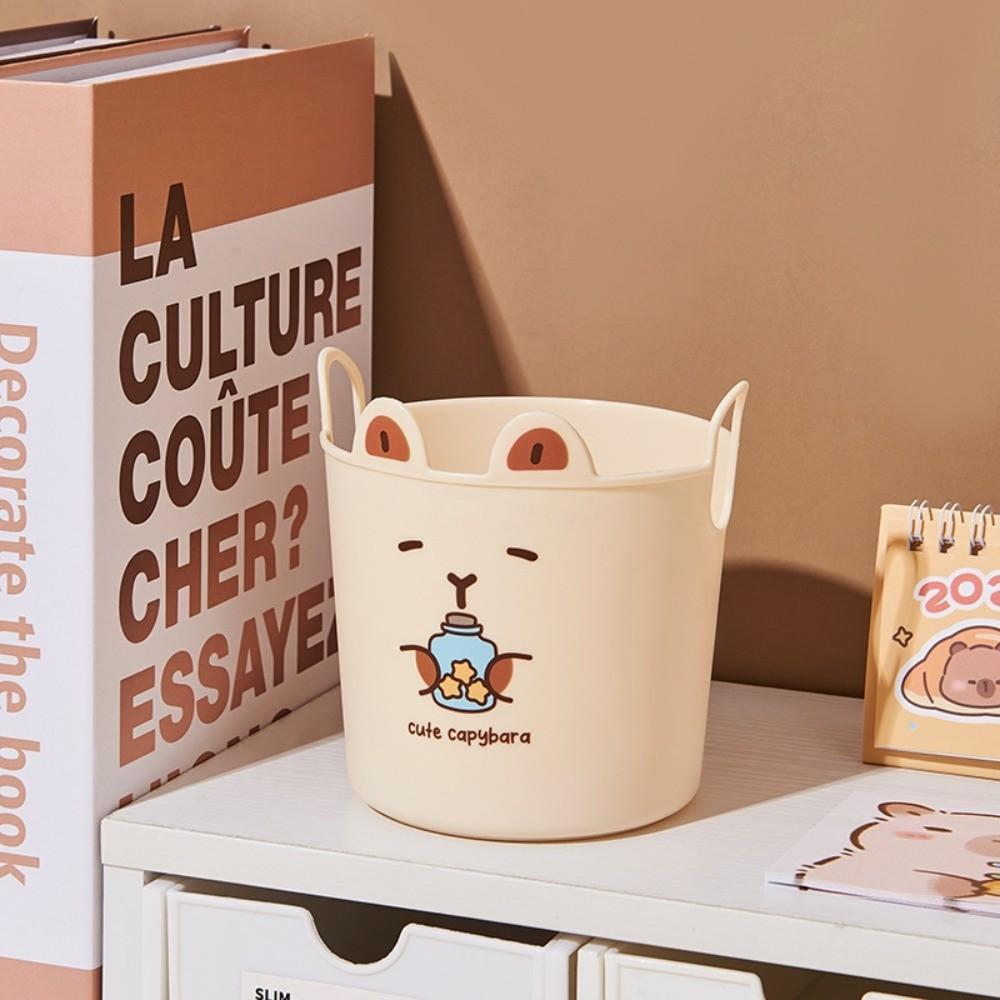 New Cartoon Pencil Holder Large Capacity Round Desktop Storage Buckets Pen Container Students Stationery