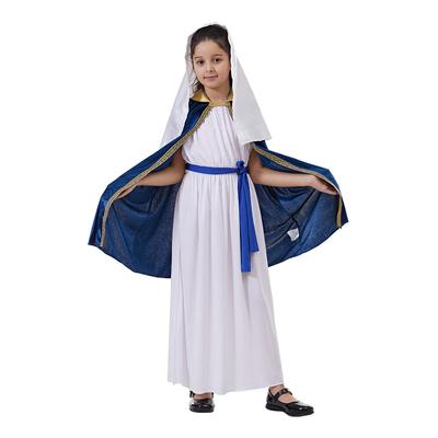 Fantasia de Menina Virgem Maria Personagens Bíblicos Vestidos de Natividade para Crianças